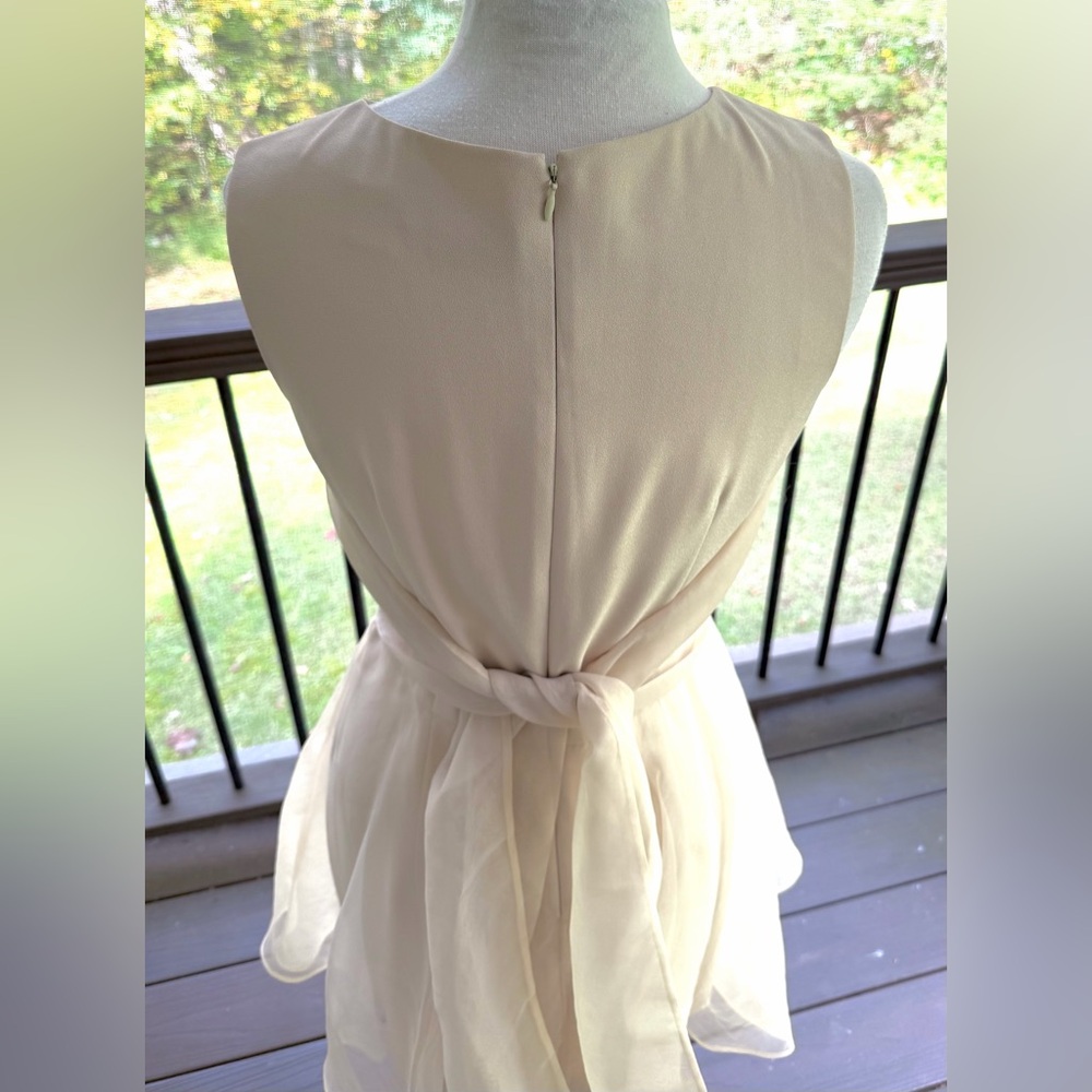Ann Taylor Fit Flare Beige Size 10 Dress Sleeveless Formal Organza With Bow - Picture 6 of 11